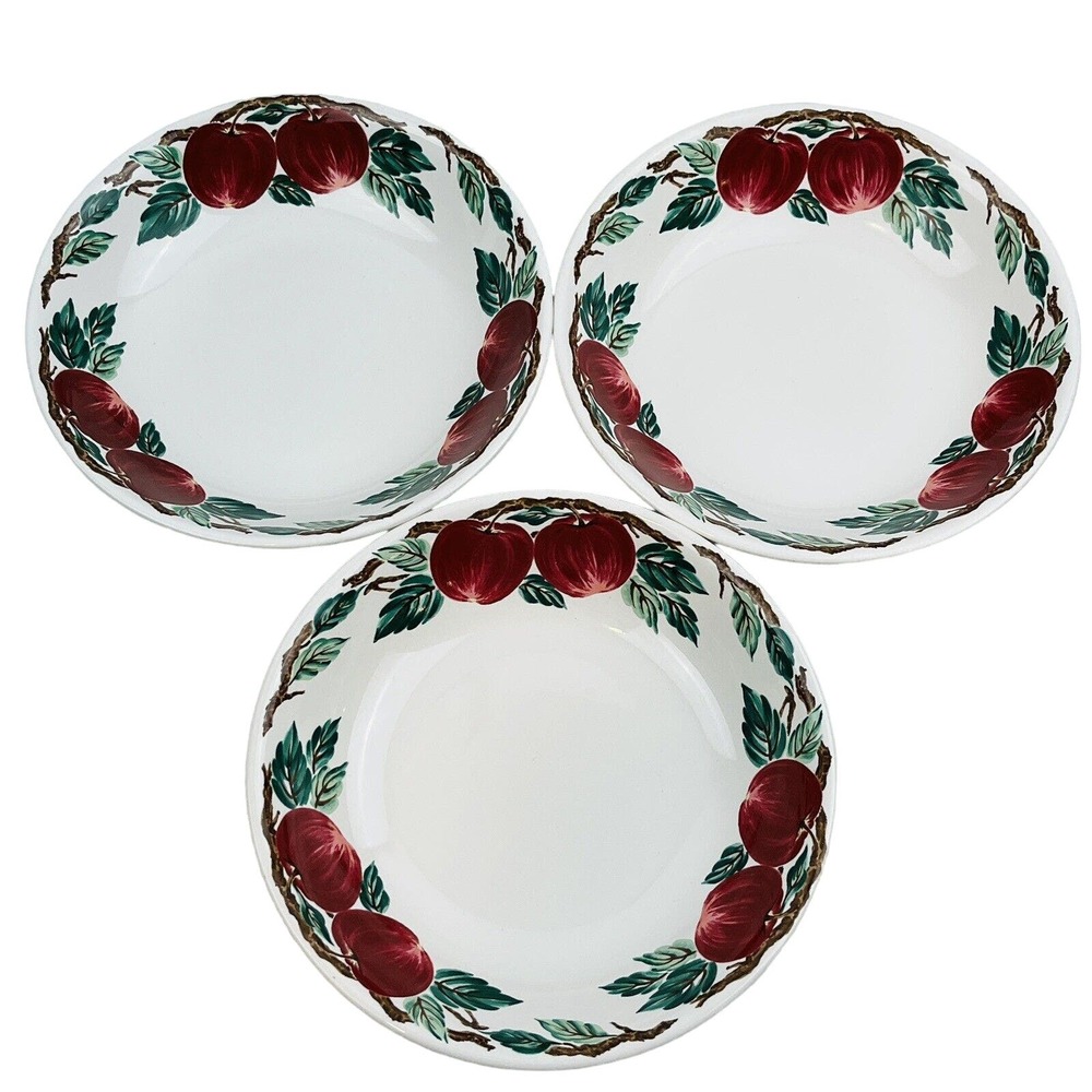Nancy Calhoun Bella‎ Roma 3 Coupe Soup Bowl Lot Apples Cafe Classico Vintage